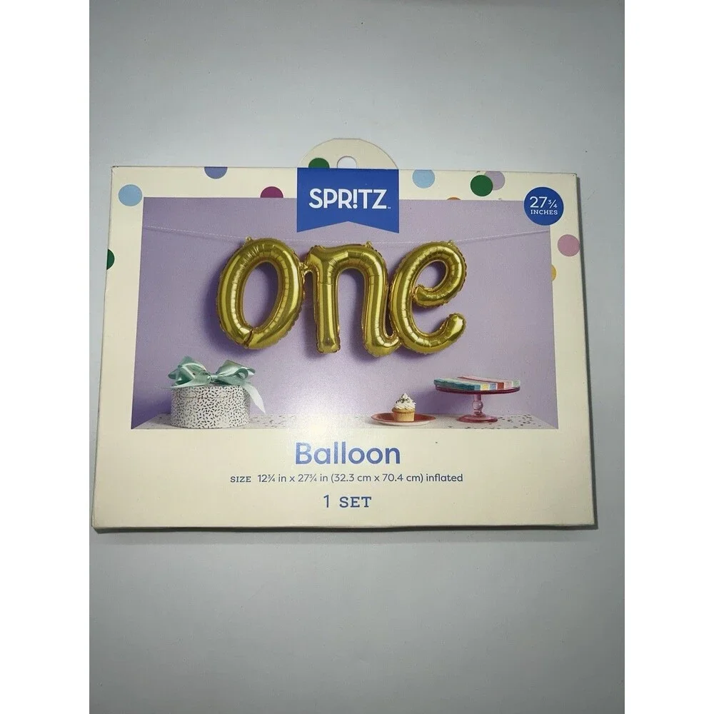 2 Packs of Spritz “one” Spellout Mylar Balloon Kits for 1st Birthdays in Gold